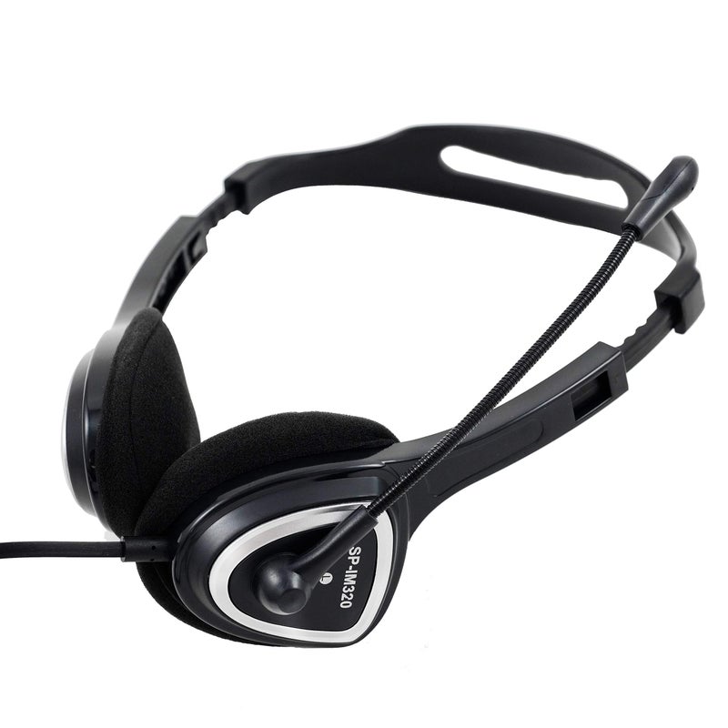 iMicro Im320 USB Headset with Adjustable Microphone Noise Cancelling, Wired Headphone for PC, Laptop,Black - Image 1